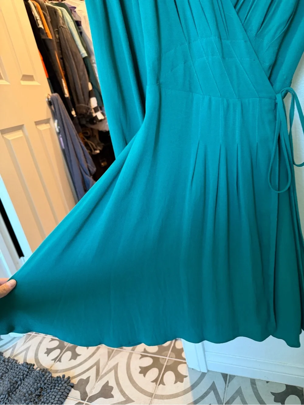 Free People Teal Green Long Sleeve Wrap Mini Dress